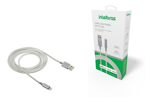 [196842] CABO IPHONE - NYLON BRANCO USB LIGHTNING 1.5M EUAL15NB