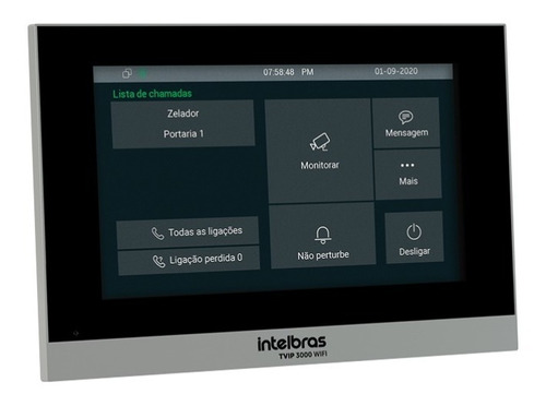 [4083] TERMINAL INTERNO VIDEO PORTEIRO IP - TVIP 3000 WIFI - PRETO